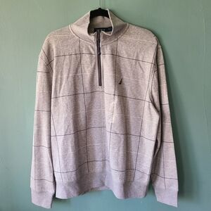 Nautica Quarter Zip Gray Sweatshirt Size Large